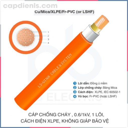 Cáp chống cháy 0.6/1kV 1c Cu/Mica/XLPE/Fr-PVC (LSHF) LS VINA