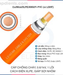 Cáp chống cháy 0.6/1kV 1c Cu/Mica/XLPE/AWA/Fr-PVC (LSHF) LS VINA